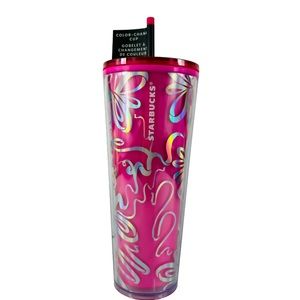 Starbucks Limited Edition Color Changing Ribbon Venti Tumbler Pink/Silver NWT